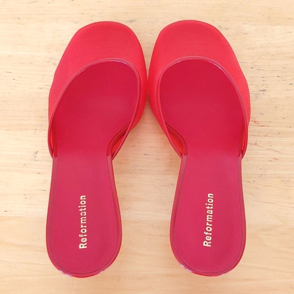 Reformation Red Mesh Sandals - Picture 6 of 15
